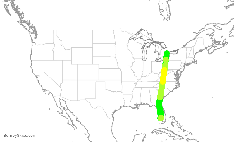 Turbulence forecast map for HRT92, YYZ to APF