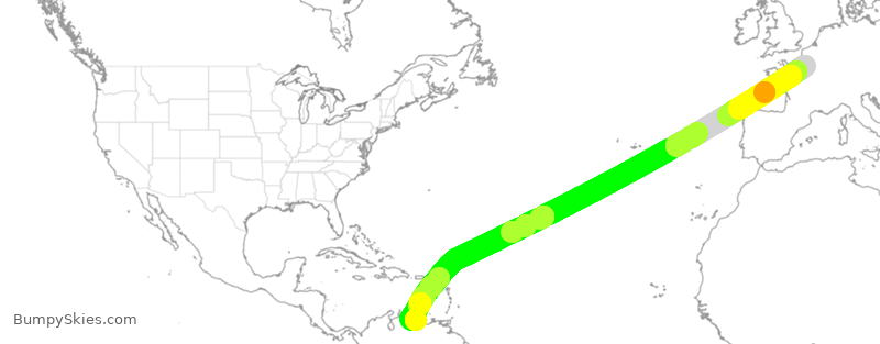Turbulence forecast map for HVN66, CDG to CCS