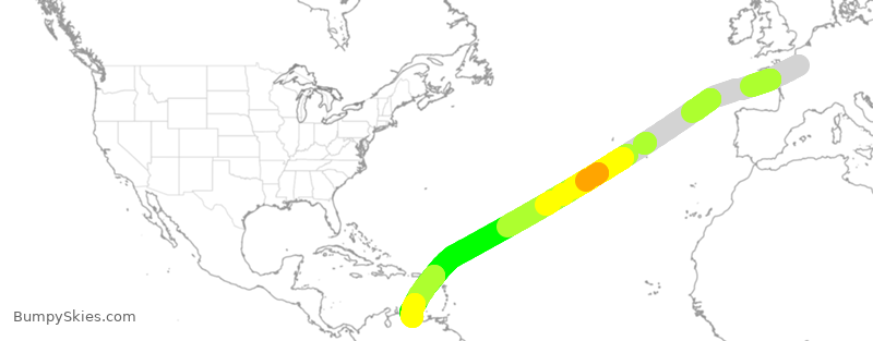 Turbulence forecast map for HVN68, CDG to CCS