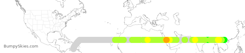Turbulence forecast map for HVN69, CCS to HAN