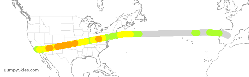 Turbulence forecast map for IBE0032, LAX to EMD