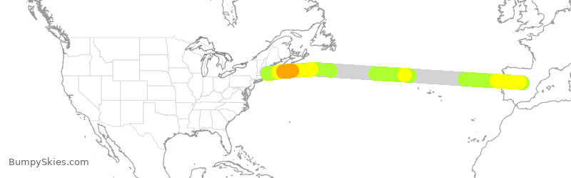 Turbulence forecast map for IBE0038, BOS to MAD