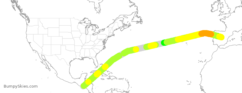 Turbulence forecast map for IBE0044, SAL to MAD