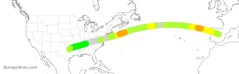 Turbulence forecast map for IBE0047, MAD to DFW