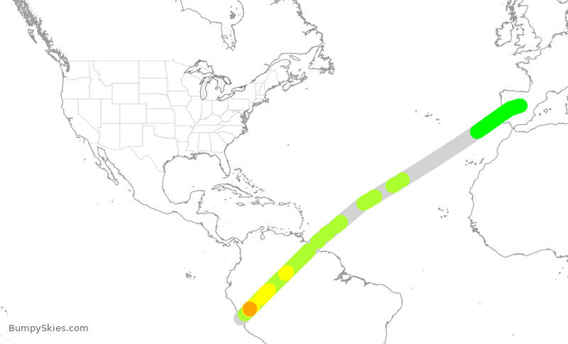 Turbulence forecast map for IBE0126, SPJC to MAD