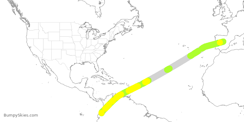 Turbulence forecast map for IBE0136, UIO to MAD