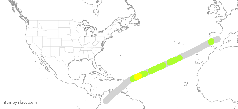 Turbulence forecast map for IBE0154, KBO to EMD