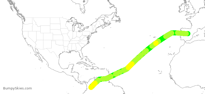 Turbulence forecast map for IBE0156, BOG to MAD