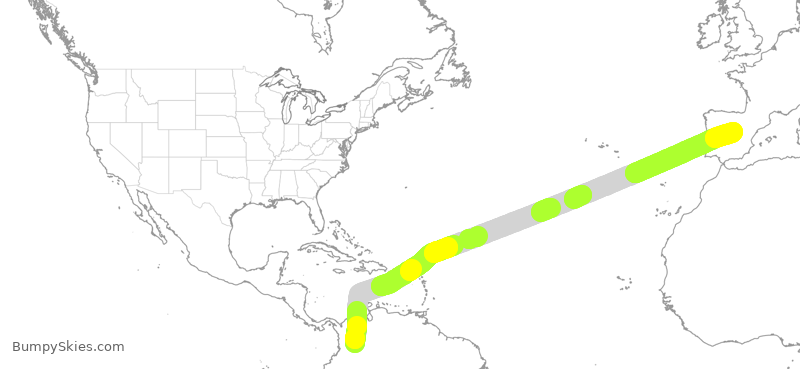 Turbulence forecast map for IBE0158, BOG to MAD