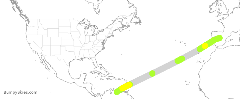 Turbulence forecast map for IBE0192, VLN to MAD
