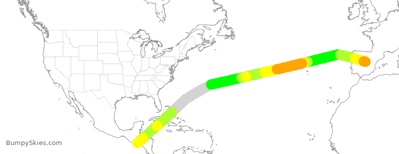 Turbulence forecast map for IBE0222, SLP to EMD