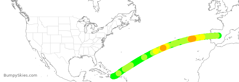 Turbulence forecast map for IBE0259, MAD to SDQ