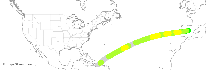 Turbulence forecast map for IBE0262, SDQ to MAD