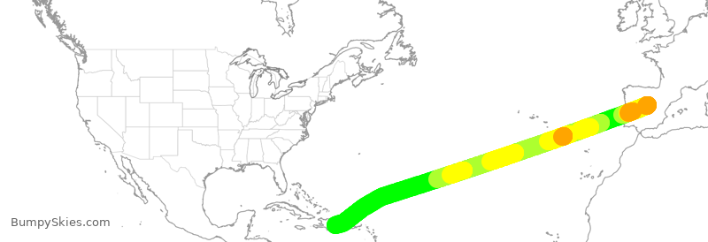 Turbulence forecast map for IBE0263, EMD to DSD