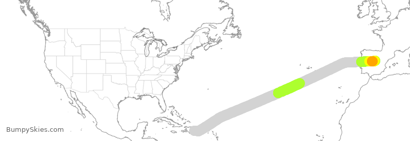 Turbulence forecast map for IBE0266, SDQ to MAD