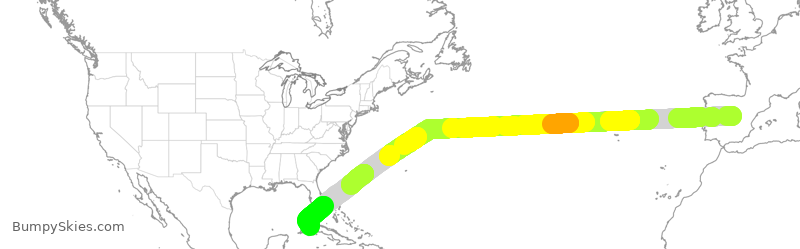 Turbulence forecast map for IBE0273, EMD to UHA