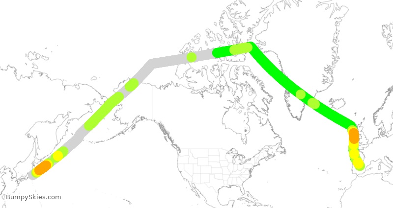 Turbulence forecast map for IBE0282, NRT to MAD