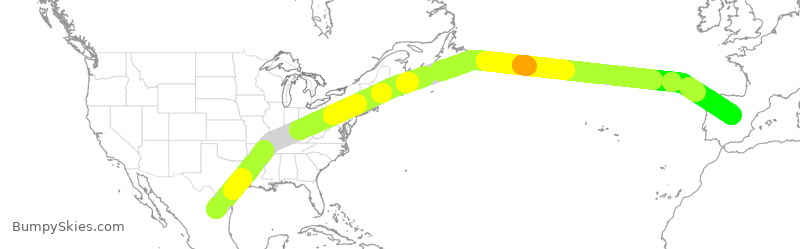 Turbulence forecast map for IBE0306, MTY to MAD