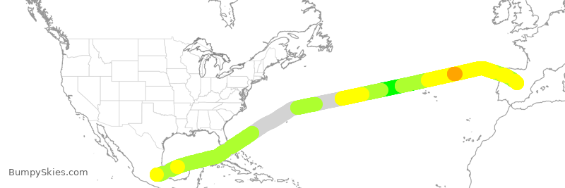 Turbulence forecast map for IBE0308, MMX to EMD