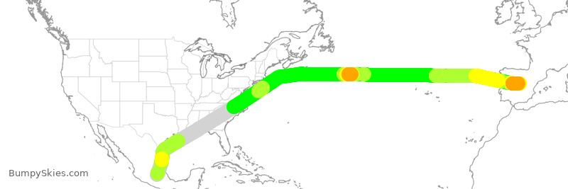 Turbulence forecast map for IBE0310, MEX to MAD