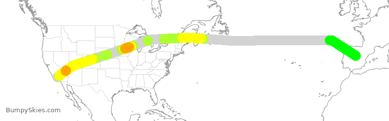 Turbulence forecast map for IBE0352, LAX to EMD