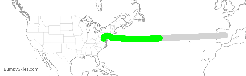 Turbulence forecast map for IBE0361, EMD to IAD