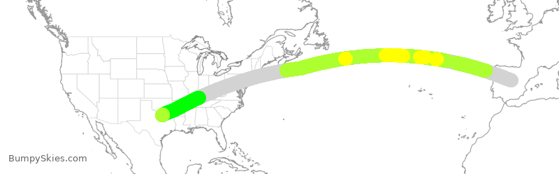 Turbulence forecast map for IBE0375, MAD to DFW
