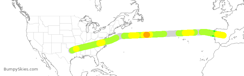 Turbulence forecast map for IBE1412, DFW to MAD