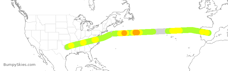 Turbulence forecast map for IBE1414, DFW to MAD