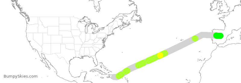 Turbulence forecast map for IBE1492, SDQ to MAD