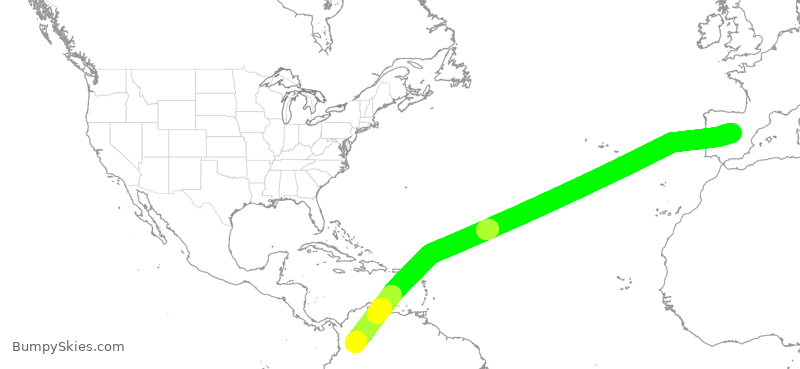 Turbulence forecast map for IBE156, BOG to MAD