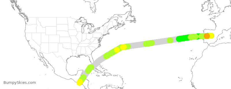 Turbulence forecast map for IBE222, SAL to MAD