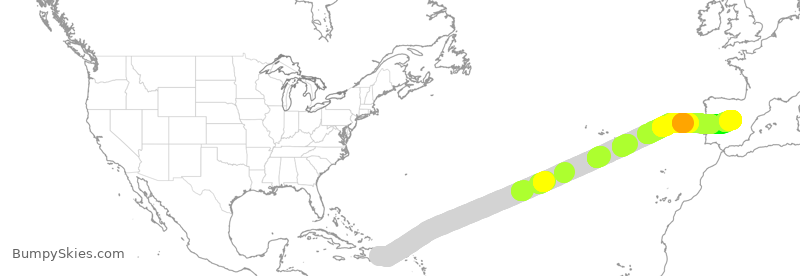 Turbulence forecast map for IBE244, SDQ to MAD