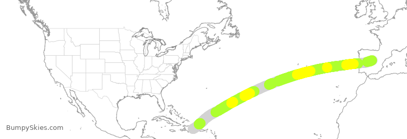 Turbulence forecast map for IBE266, SDQ to MAD