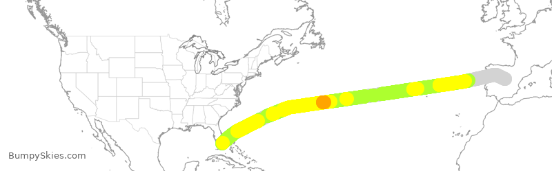 Turbulence forecast map for IBE336, MIA to MAD