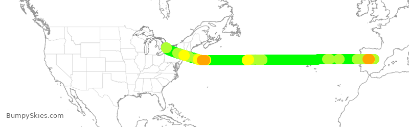 Turbulence forecast map for IBE367, MAD to YYZ