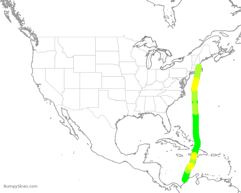 Turbulence forecast map for ICE1440, BOS to KCG