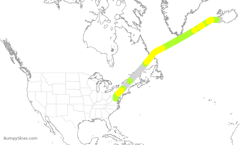 Turbulence forecast map for ICE648, IAD to IKF