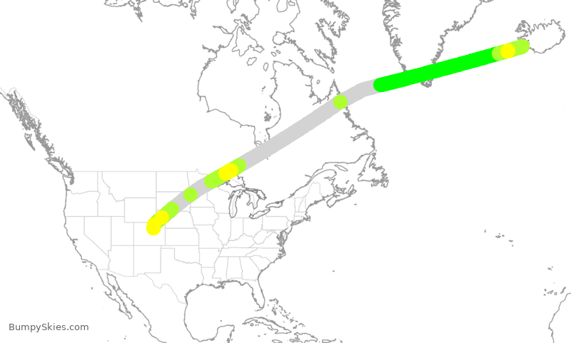 Turbulence forecast map for ICE670, DEN to IKF