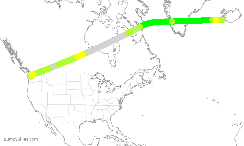 Turbulence forecast map for ICE680, SEA to IKF