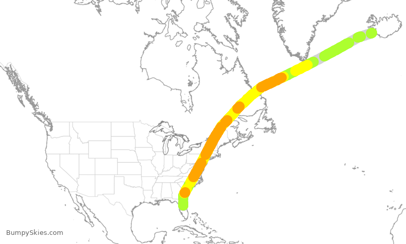 Turbulence forecast map for ICE686, MCO to IKF