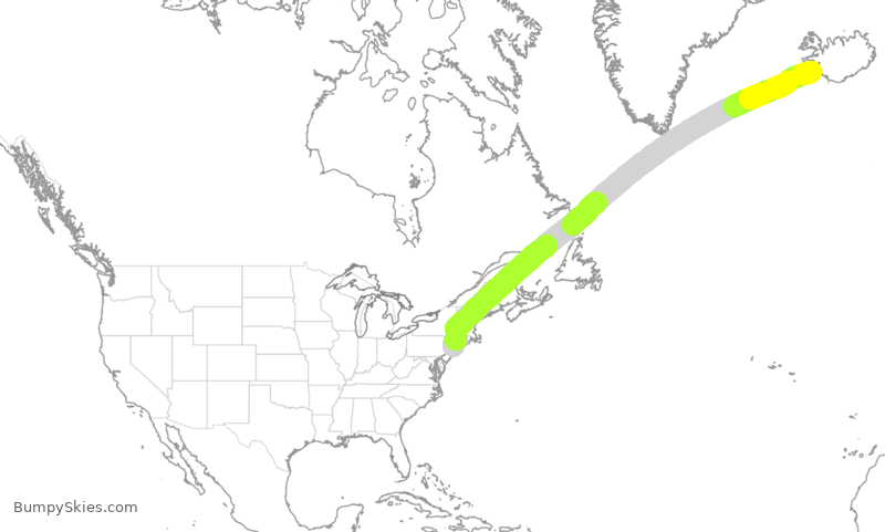 Turbulence forecast map for ICE720, JFK to KEF