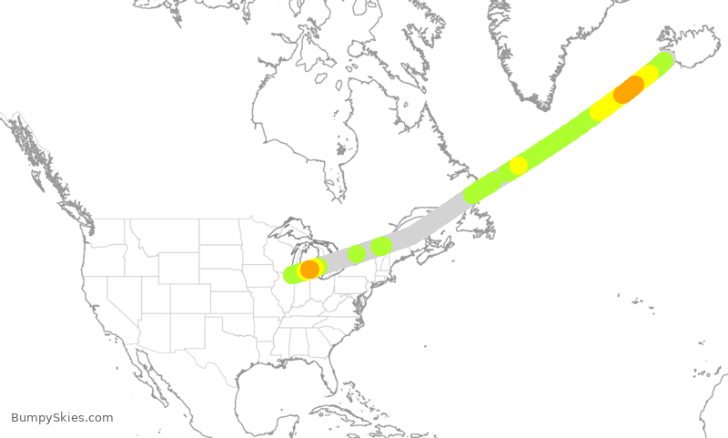 Turbulence forecast map for ICE856, ORD to IKF