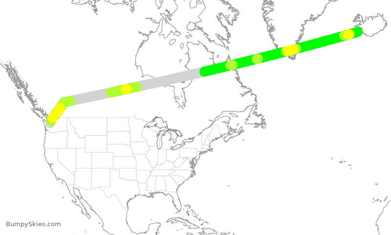 Turbulence forecast map for ICE88, SEA to KEF