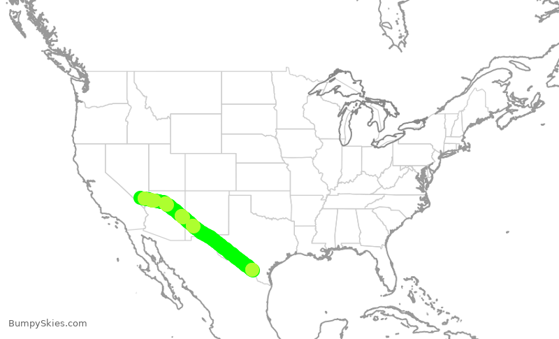 Turbulence forecast map for IJA62, LAS to LRD