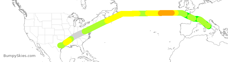 Turbulence forecast map for ITY9949, AUS to IRF