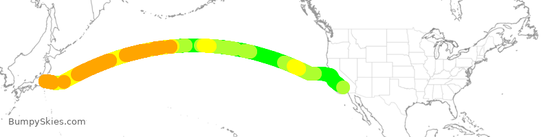 Turbulence forecast map for JAL061, LAX to NRT