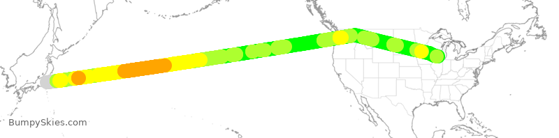Turbulence forecast map for JAL10, HND to ORD