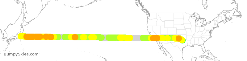 Turbulence forecast map for JAL12, JTT to DFW