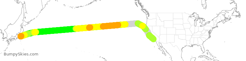 Turbulence forecast map for JAL15, LAX to JTT